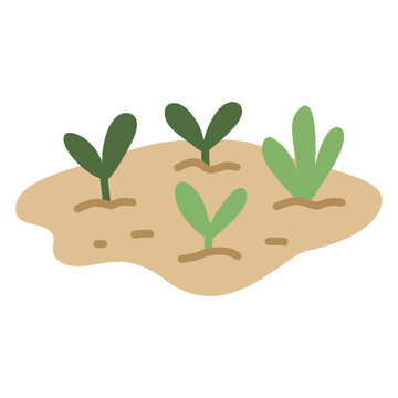 Garden farm bed with small green vegetable sprouts seedling growth asset flat vector