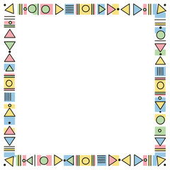 Obraz premium Geometric Shapes Border Frame with Pastel Colors and Simple Patterns