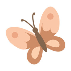 Cute orange peach butterfly insect with white dots on wings garden fauna flat cartoon vector © ImamSetia