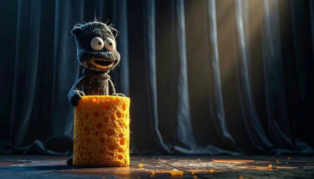Sock Puppet Delivers Speech From Sponge Podium