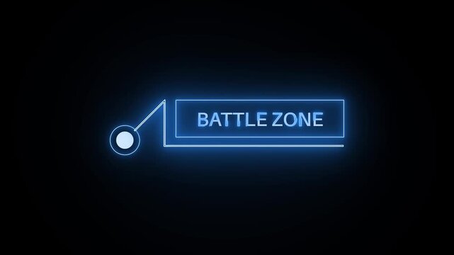 Blue HUD battle zone callout animation with futuristic gaming interface overlay design