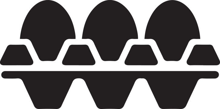 Carton of eggs food white. logo Vector Black silhouettes