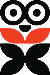 Naklejka premium Minimal owl icon design with geometric shapes Vector