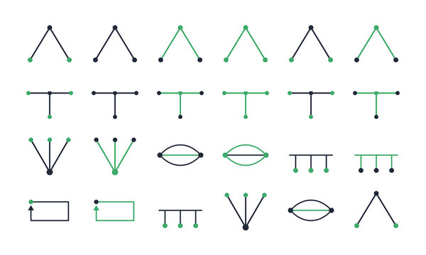 Branching path kit vector set Y split T junction merge parallel swimlane loop process diagram editable