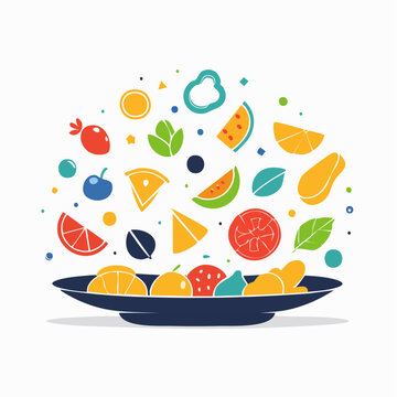 Colorful Fruit Salad Illustration