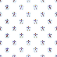 Obraz premium Repeat pattern of stylized snow angels on a bright white background