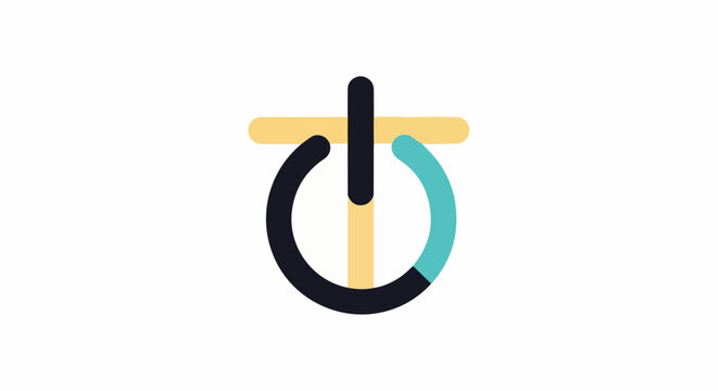 Stylized power button icon with cross-like top and split circle