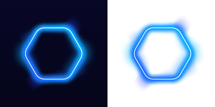 Minimal neon hexagon frame with bright cyan glow and smooth gradient lighting, perfect for futuristic UI elements and bannerss PNG