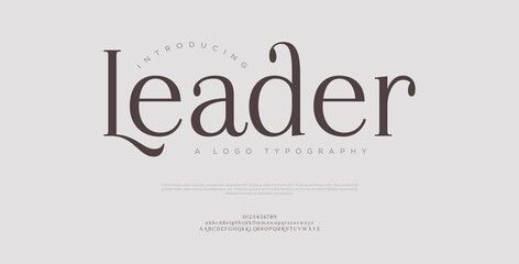 Fototapeta premium Leader, Elegant alphabet letters font and number. Classic Lettering Minimal Fashion Designs. Typography modern serif fonts regular decorative vintage concept. vector illustration