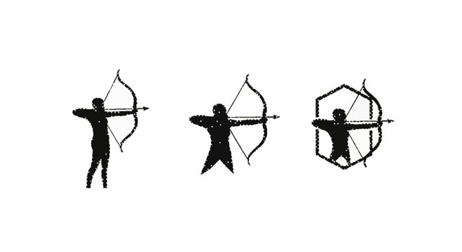 Silhouette Archers in Various Target Practice Poses.