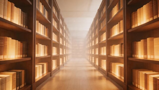 Library corridor with bookshelves