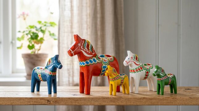 Dala Horses Collection Traditional Decor Window Background