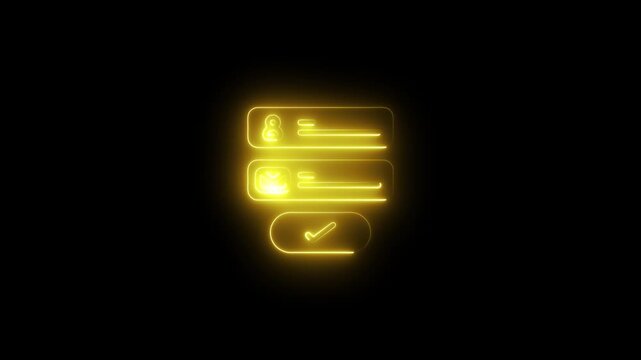 Glowing neon login form interface animation for digital user authentication