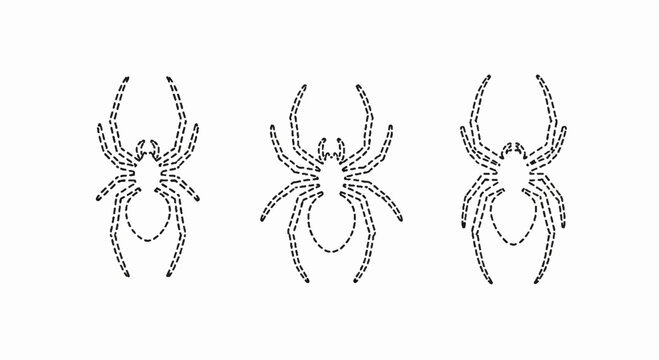 Three Sparkling Rhinestone Spider Decorative Design Elements.