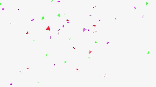 Multi color confetti slow motion falling animation alpha channel. Super slow motion of flying coloured confetti isolated on white background.
Animation of colorful confetti falling.