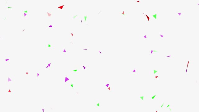 Multi color confetti slow motion falling animation alpha channel. Super slow motion of flying coloured confetti isolated on white background.
Animation of colorful confetti falling.