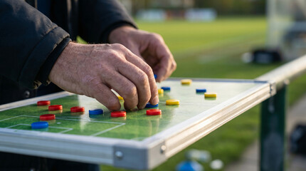 Obraz premium Coach planning strategy on football field