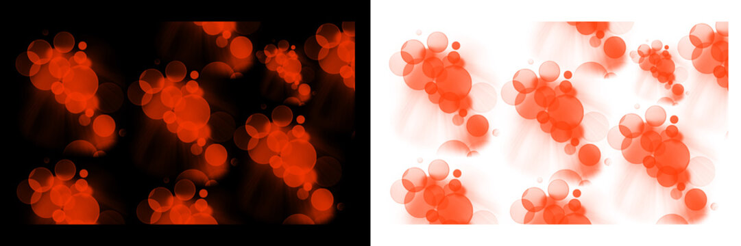 Vibrant red bubbles on black and transparent backgrounds for design elements isolated on transparent background