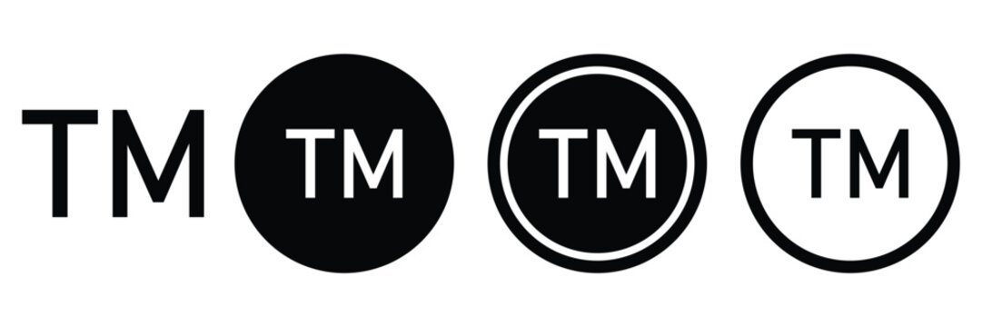 Round trademark TM symbol icon set in grey color vector.