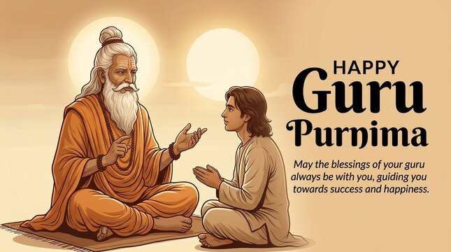 Happy guru Purnima guru and shishya teaching . god abstract Vector Illustration design. Creative vector Illustration for the Day Of Honoring Celebration Guru Purnima