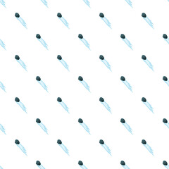 Repeating comets with a light blue tail falling downwards on a white background © nsit0108