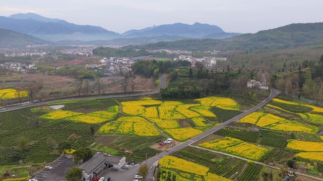Aerial View of Lu Village, Yixian County, Anhui Province, China.