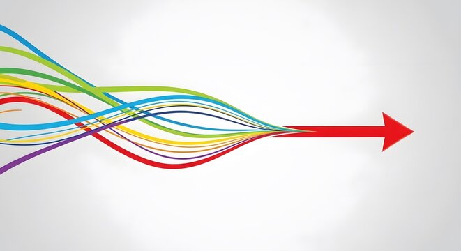 Strategic alignment concept, red arrow pointing forward, symbol of unified direction, alignment and focused execution