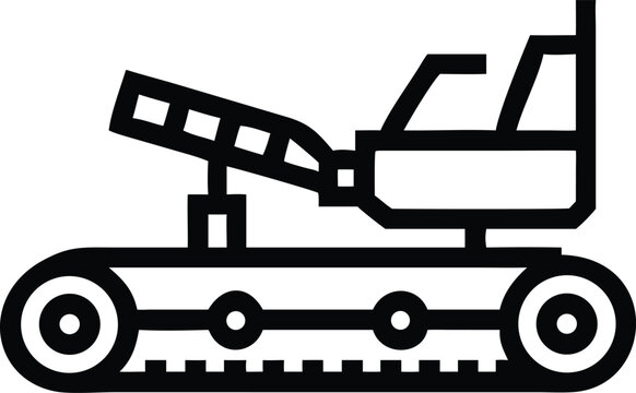 Outline Icon of a Pipelayer Machine for Industrial Construction and Pipeline Installation Projects