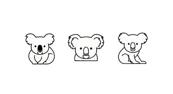Cute cartoon koala bears in three different poses.