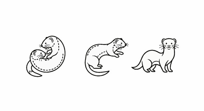 Illustrated weasel family in three different poses.