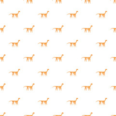 Cartoon style dinosaur skeletons creating a decorative pattern on a white background © nsit0108