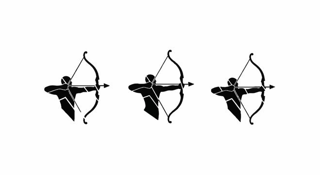 Three Archery Symbols with Bow and Arrow Designs.