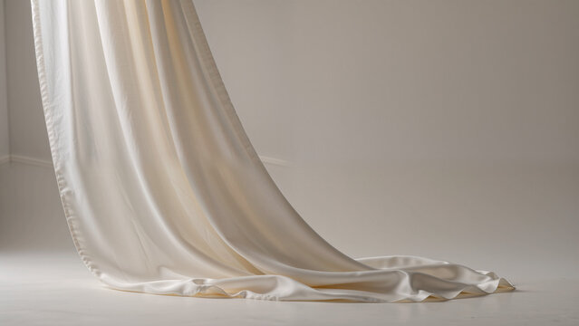 Soft ivory fabric draped elegantly on a plain background