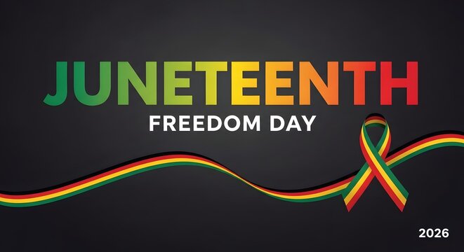 Juneteenth freedom day 2026 design with colorful ribbon