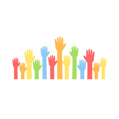 Fototapeta premium Autism Awareness Day with Colorful Hands. Vector illustration.