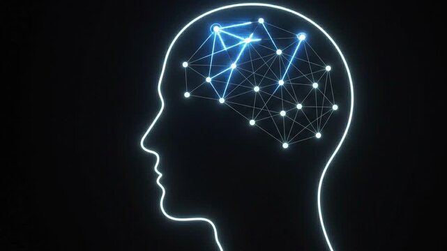 AI brain scan, synaptic thought wave loop in human brain