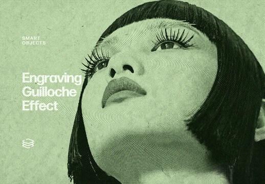 Engraving Guilloche Photo Effect &ndash; Duotone for Album Cover & Social Media (PSD)