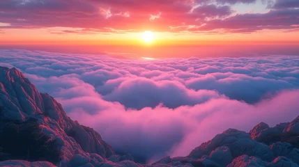 Mountaintop sunset through vibrant clouds © TITISCAHYA