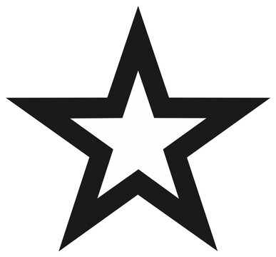 Bold black outline star icon graphic symbol isolated on white background