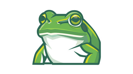 Fototapeta premium American Bullfrog vector icon illustration. A creative and colorful line art depiction of a green frog on a white background, perfect for nature, wildlife, and amphibian graphic design projects.