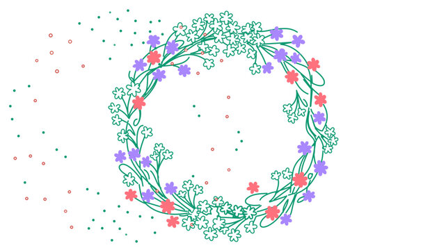 Vivid gypsophila botanical crown ring vector pictogram with modifiable path. Tailored line thickness for nuptial stationery, bridal ornamentation, and wilderness themes. Flexible contour.