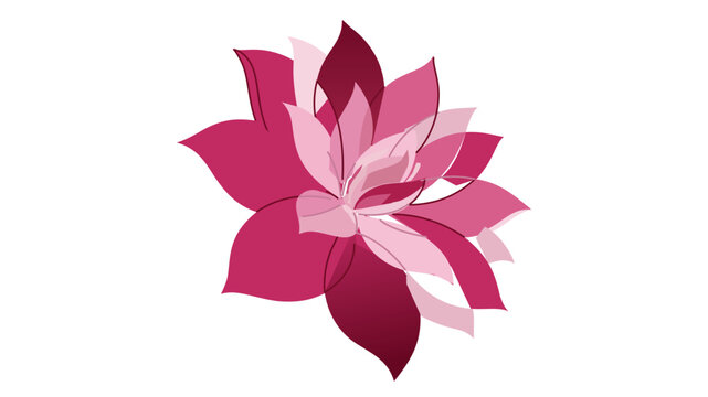 Graceful magenta dahlia graphic for marriage ceremonies. This floral vector includes a modifiable outline, allowing for adjustable path weights and fine-line styling in bridal decorations.