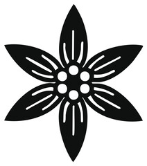 Obraz premium A simple black flower icon, six petals design, botanical design, petals with rounded centers, floral shapes, vector art