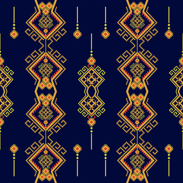Seamless arabic pattern with traditional indian symbols and vintage geometric ornament design for textile tile wallpaper fabric decoration vector illustration.Native American tribal fabric,ethnic boho