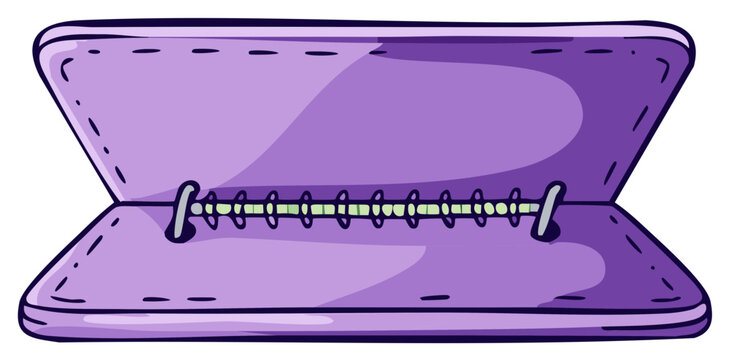 Open Purple Ring Binder Cartoon Style Notebook School or Office Supplies