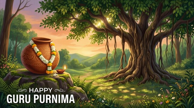 Happy guru purnima indian religious festival background