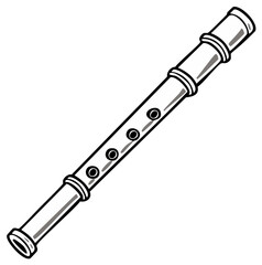 Fototapeta premium Simple Illustration of a Wooden Recorder Wind Instrument with Finger Holes