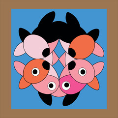 Fototapeta premium A colorful school of fish the fish are blue orange and red they are all different si