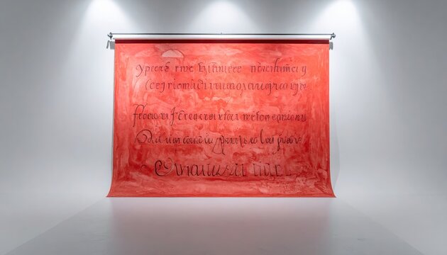 Vibrant Red Fresco Section Showcasing Perfectly Preserved Ancient Roman Cursive Script, Historical Inscription on Aged Surface