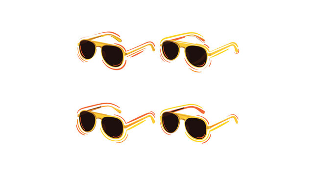 Stylish aviator sunglasses vector icon set featuring colorful line art and modern design for men's fashion and lifestyle accessories, isolated on a clean white background for graphic design.